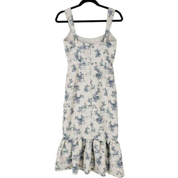 Sachin + Babi Floral Print Midi Dress in White and Blue - Picture 8 of 13